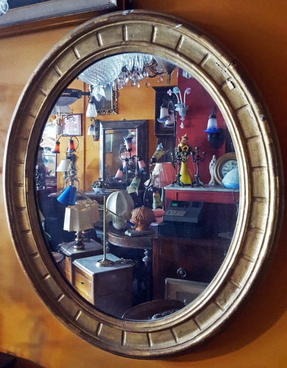 Specchiera ovale dorata specchi vintage 1Solo.com complementi d'arredo d'epoca